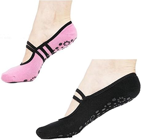 Women's Yoga Grip Socks for Barre Pilates Studio Hospital Ballet Dance Low Cut Socks Non Slip Skid Cotton Ankle Sport Toe Shoes (2pack(pink/black))