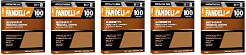 Fandeli 36025 100 Grit Multipurpose Sandpaper Sheets, 9" x 11", 25-Sheet (5-(Pack))
