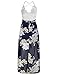 FANCYINN Women Lace Patchwork Floral Print Chiffon Summer Maxi Beach Halter Dress Blue L