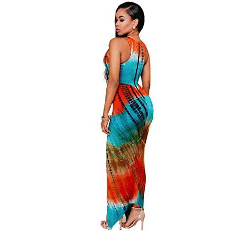 Beautyvan New Women Summer Casual Sleeveless Traditional African Print Party Dress (M, Multicolor)