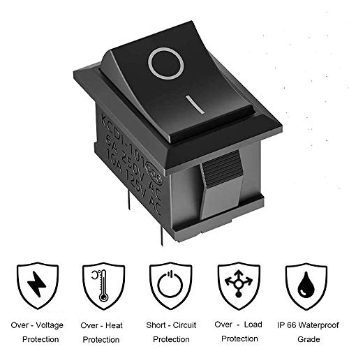 12 Pcs SPST Snap-in ON-Off 2 Pin Snap Rocker Boat Switch Black AC 250V 6A 125V 10A for Car Auto Boat Household Appliances by MXRS - Thumbnail 4