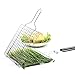 fourHeart Portable BBQ Grilling Basket, Stainless Steel Barbeque Grill Basket with Long Handle for Fish, Vegetable, Steak,Family Outdoor BBQ Accessories Tool