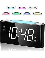 Mesqool Digital Alarm Clock for Bedroom Kids, 7 Colored Night Light Electronic Clocks, 7.5 '' LED Display Bedside Clock with Dual USB Phone Chargers,Big Bright Numbers, 0-100 Full Dimmer, Big Snooze,12/24H & DST, Battery Backup, Ajustble Volume, Loud Simple Alarm Clock for Heavy Sleepers Teens Seniors, Easy Set Plug In Smart Table Clock for Home Kitchen Living Room Desk Shelf Bedside Nightstand Office Travel