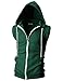 OHOO Mens Slim Fit Sleeveless Lightweight Zip-up Hooded Vest with Zipper Trim