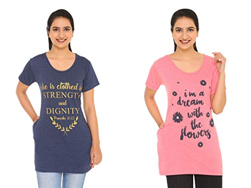 In LoveWomen's Medium Length Hip Covering Tshirts Combo(2CTSLPA)