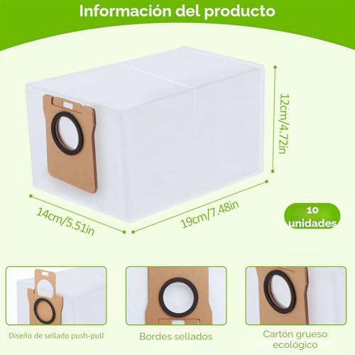 10 Dust Bags Compatible with Xiaomi X10/X10+, Replacement Bag Compatible with D-Reame L10s Ultra / L10 Ultra/L20 Ultra, Vacuum Cleaner Bags 2.5 L Effective Cleaning
