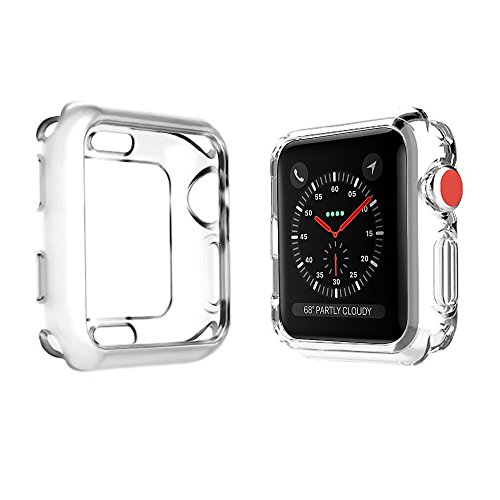 Apple Watch Case 38mm, top4cus Scratch-resistant Flexible Soft Silicone Lightweight Plated Protector Case for Apple Watch Series 3 Series 2 Series 1 Sport and Edtion (38mm, Pure-clear)