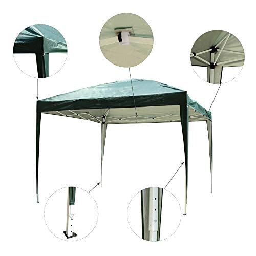 FDInspiration Green 9.8x9.8 FT Pop Up Gazebo Canopy Party Tent Foldable Design Shelter Outdoor Sun Shade w/Storage Bag with Ebook