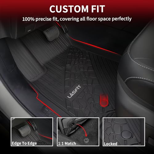 LASFIT Floor Mats & Trunk Mat for Jeep Grand Cherokee 2022-2025 2026 5-Seat (Include 4XE, NOT for Cherokee L), All Weather TPE Custom Fit Car Mats & Cargo Mat Black for Grand Cherokee 2026 Accessories