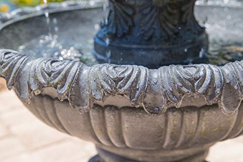 image for Kenroy Home 51010ZC Ibiza Outdoor Tiered Fountain with Lights, Zinc Fi