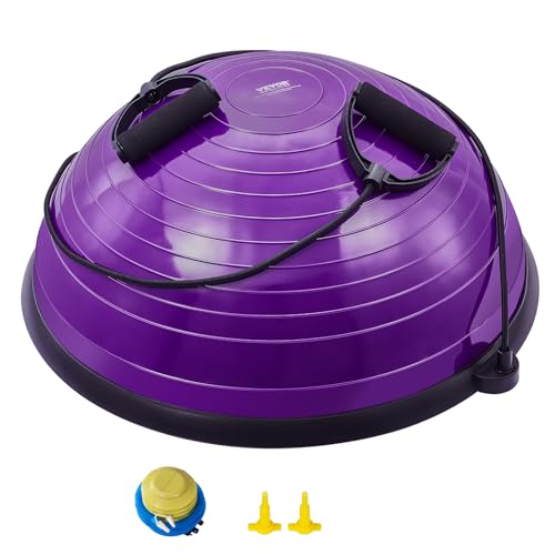 VEVOR Halb-Gymnastikball-Trainer, 23 Zoll Balance-Ball-Trainer, 660 lbs Stabilitätsball, Yoga-Ball mit Widerstandsbändern und Fußpumpe, Kraft-Fitnessb