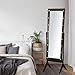 eHomeProducts Espresso Brown Finish LED Lights Wooden Cheval Bedroom Floor Mirror Stand Hollywood Makeup Mirror