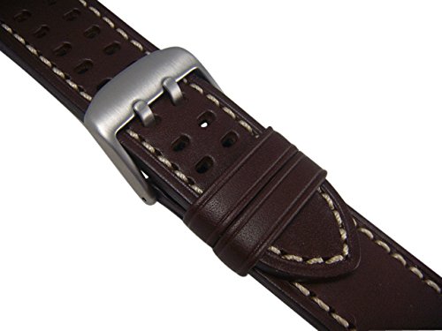 Hadley-Roma MS915 Brown Luminox Style Leather Replacement Watch Strap 22mm