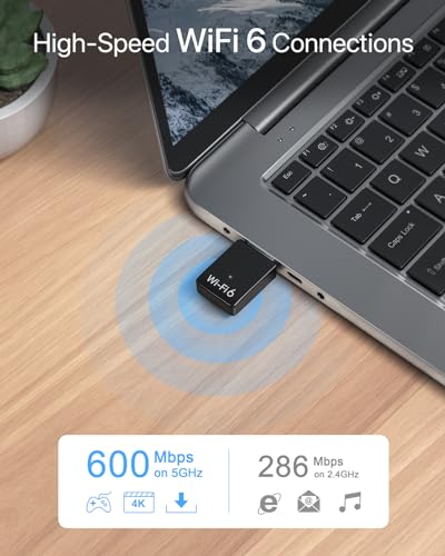 BrosTrend Mini AX900 WiFi 6 USB, WiFi Stick for Fixed PC, Dual-Band 5GHz 600Mbps + 2.4GHz 286Mbps, Internet Flash Drive USB Wi-Fi Adapter for Windows 11/10/7, USB2.0 OFDMA Wi-Fi Receiver