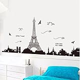 Hatop Eiffel Tower Removable Decor Environmentally Mural Wall Stickers Decal (B)