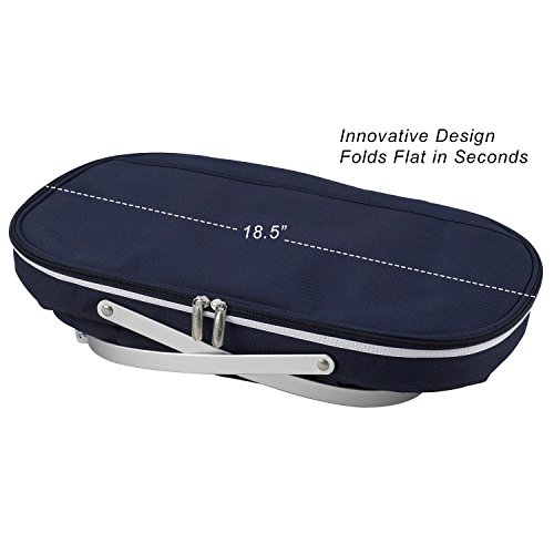 Picnic at Ascot Patented Collapsible Insulated Picnic Basket Equipped
