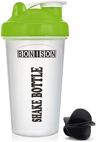 14 Ounce Mix Whip Blend &amp; Shake Clear Classic Colored Screw Top Shaker Bottle Powder Mixing Protein Blending Bottle Sport Mixer Smoothie Protein Weight Loss Shakes &amp; Powders Green