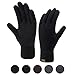 Winter Touchscreen Gloves for Men & Women 3 Fingers Dual-layer Touch Screen Warm Lined Anti-Slip Knit Texting Glove, Black, Medium