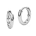 14k White Gold Small 1mm Plain Huggie Children Baby Girls Hoop Earrings