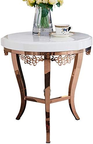 クリエイティブラウンドゴールド無垢材小さなリビングルームソファコーヒーテーブルサイドテーブル 絶妙な中空孔雀の装飾 寝室のオフィスサイドテーブルコーナーテーブルに適しています Bahramradan Com