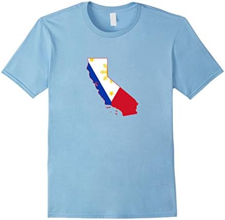 Philippines Flag over California State Map - Male Medium - Baby Blue