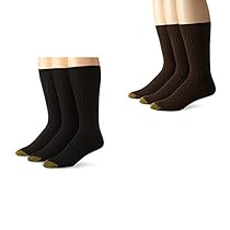 Gold Toe Men's Classic Canterbury Crew Socks 3-Pack,Black/Brown One Size