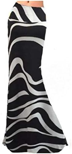 XiaoShop Women's Printed Stretchy Comfort High-waisted Slim Fit Long Skirt 1 M