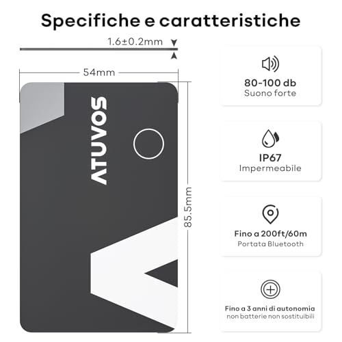 ATUVOS Air Tag Card Wallet Tracker Thin 1.6 mm, Smart Tag Compatible with Apple Where's APP (iOS Only, Android Not Supported), Bluetooth Locator for Suitcases, Wallets, Bags, Luggage, 1 Piece