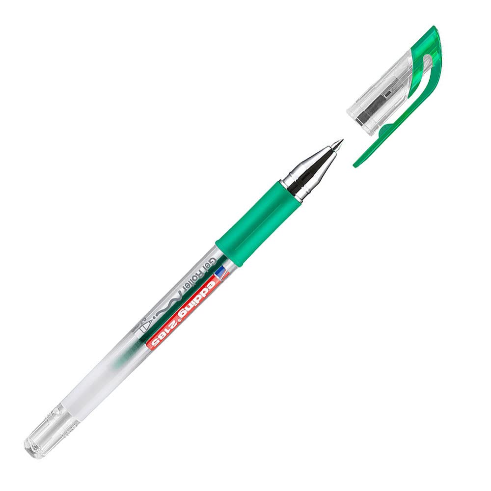edding 2185 gel roller - green - box of 10 - 0.7 mm - gel pen for writing, drawing, colouring mandalas, bullet journals - colour gel pen
