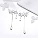 MSECVOI 925 Sterling Silver Leaves Wrap Earrings Crawler for Women Dainty Flowers Threader Tassel Chain
