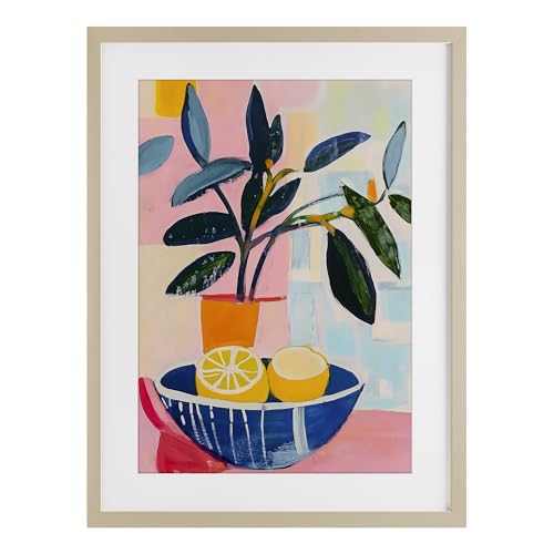 Stupell Industries Lemon Bowl Table Setting Birch Framed Print Under Glass, des…