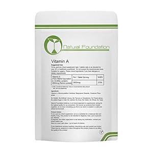 Vitamin A Tablets High Strength 10000iu Retinol Acetate | Natural Foundation Supplements (120 Tablets)