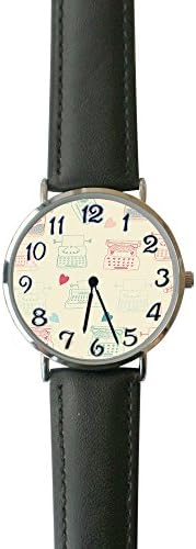 SINGDADFF Women's Abstract Trendy Typewriter Casual Watch Fashion Leather Analog Wrist Watches