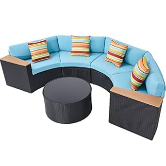 Amazon Com Incbruce 5pcs Outdoor Sectional Sofa Half Moon Patio