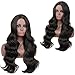 Long Wavy Wigs Black Synthetic Wigs for Women Natural Looking Black Wavy Wig Long Wavy Middle Part Heat Resistant Replacement Wig Black Full Wig