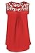 Carprinass Women's Crewneck Hollow Out Chiffon Lace Crochet Tank Top Shirts, 4X, Red