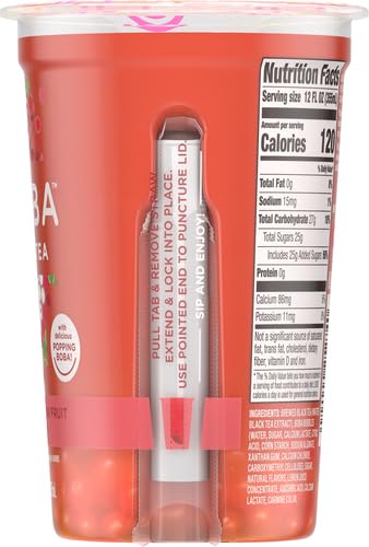 JOYBA RASPBERRY DRAGONFRUIT FLAVORED BLACK BUBBLE TEA, 12 FL OZ CUP