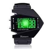Cool Airplane Aivator Pilot LED Flashlight Alarm Boys Men Sport Cuff Watch