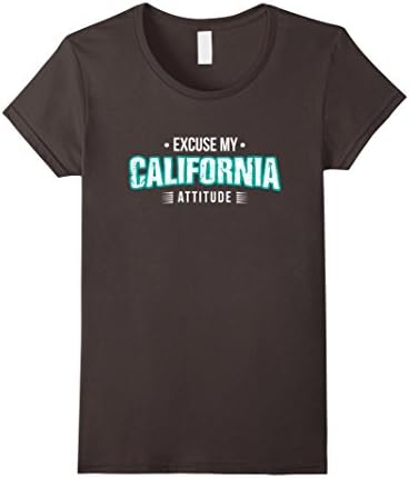 Womens Excuse My California Attitude American States T-Shirt Large Asphalt
