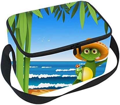 Insulated Lunch Bag Tote Frog On The Beach Handbag Lunchbox Food Container Tote Cooler Warm Pouch for School Work Office