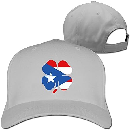 Lucky Clover Puerto Rico Flag Adjustable Six-panel Baseball Cap Ash