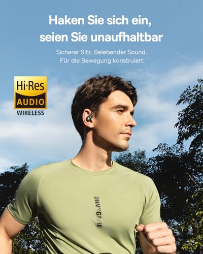 Eli Sport2 Open Ear Kopfhörer, Open Ear Headphones Sport mit S-Komfortkurve, 45H Playtime, SuperBass 2.0, IPX7, Bluetooth 6.0, 4-Mic KI-klare Anrufe, Sportkopfhörer für Fitness Laufen