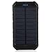 Solar Charger, Portable Power Bank 10000mAh Dual USB Battery Charger External Backup Power Pack for Cellphone Camera GPS Tablets and Other 5V USB Devices-Black
