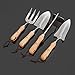 Gardening Tool Sets – 4 Piece Heavy Duty Garden Hand Tools Kits with Wood Handle and Stainless Steel Head – Trowel Cultivator Transplanter and Weed Fork – by YAPASPTthumb 1