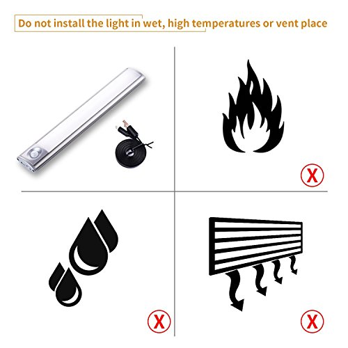 Motion Sensor Light Wireless 33-LED Build 240mm Bar USB Rechargeable Battery 3M Magnetic Tape 4 Modes Portable DIY Stick-on Anywhere Night Light Cabinet/Closet/Wardrobe/Stairs/Step Light (Pure White)