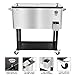 VINGLI 80 Quart Rolling Ice Chest on Wheels, Portable Patio Party Bar Drink Cooler Cart, with Shelf, Beverage Pool with Bottle Opener,Water Pipe (Red)