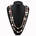 Bocar 2 Layer Long Link Chain Necklace Crystal Beaded for Women Party Long Necklace Gift