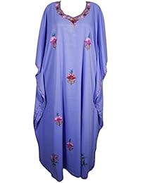 Womens Adilah Caftan Evening Dress Floral Hand Embroidery Kaftan Resort Wear Maxi Dresses