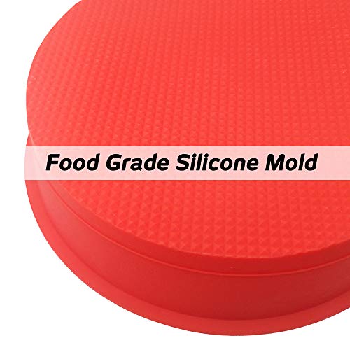 Set of 2, Silicone Cake Baking Pan, findTop Square Shape 8.5 Inch Cake Mold and 9 Inch Round Shape Non-Stick Bakeware Mold, Red
