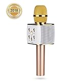 Wireless Karaoke Microphone, Portable Karaoke Machine for Kids with Bluetooth Speaker,USB-Stick Player, bluetooth wireless microphone for iPhone,Android, iPad,TV (gold)